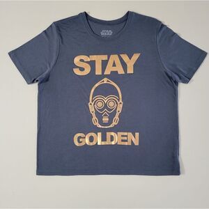 Star Wars C-3PO Women's Gray Stay Golden Graphic Short Sleeve Tshirt